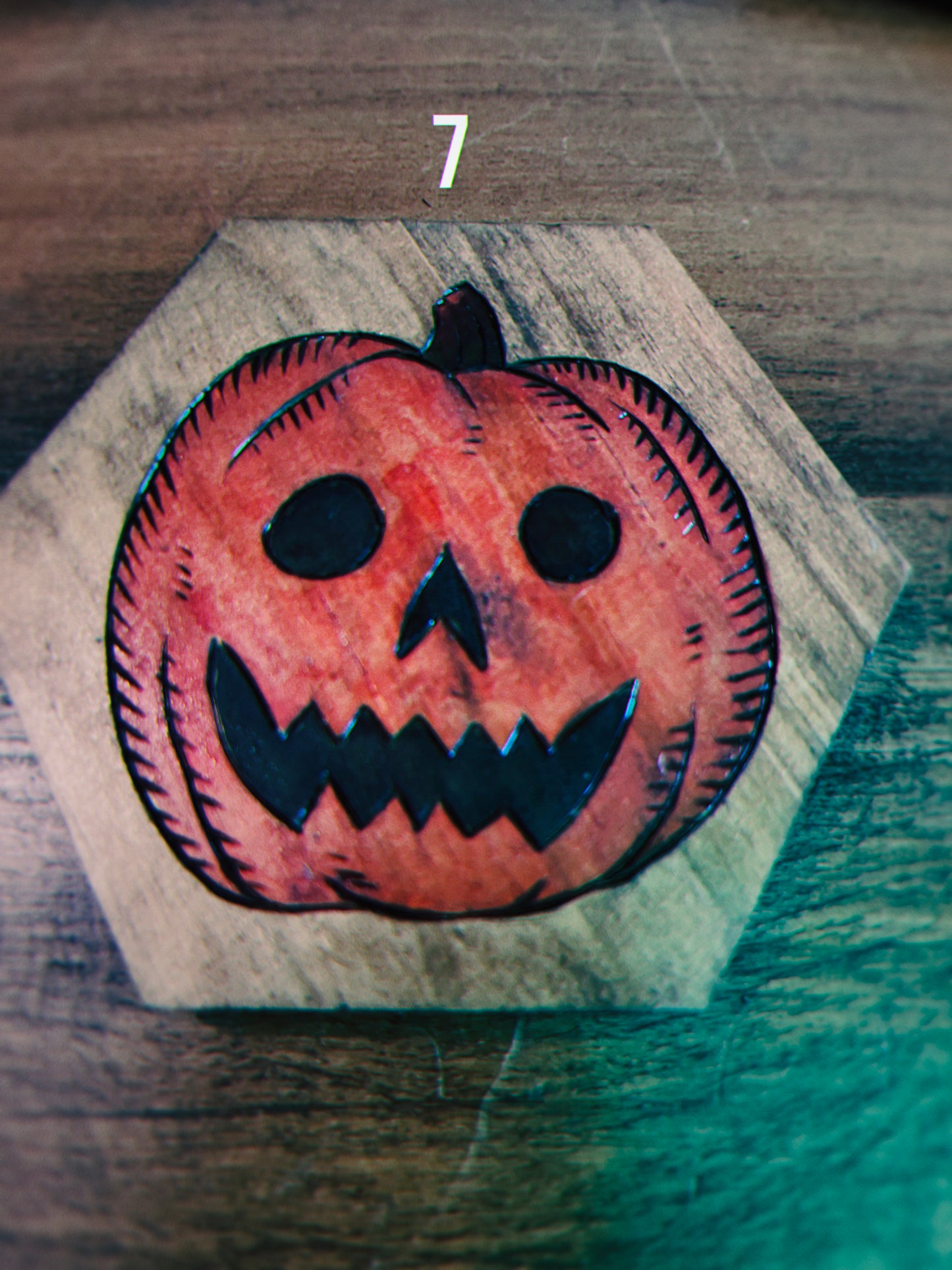 Wood Burned Jack O' Lantern Coasters