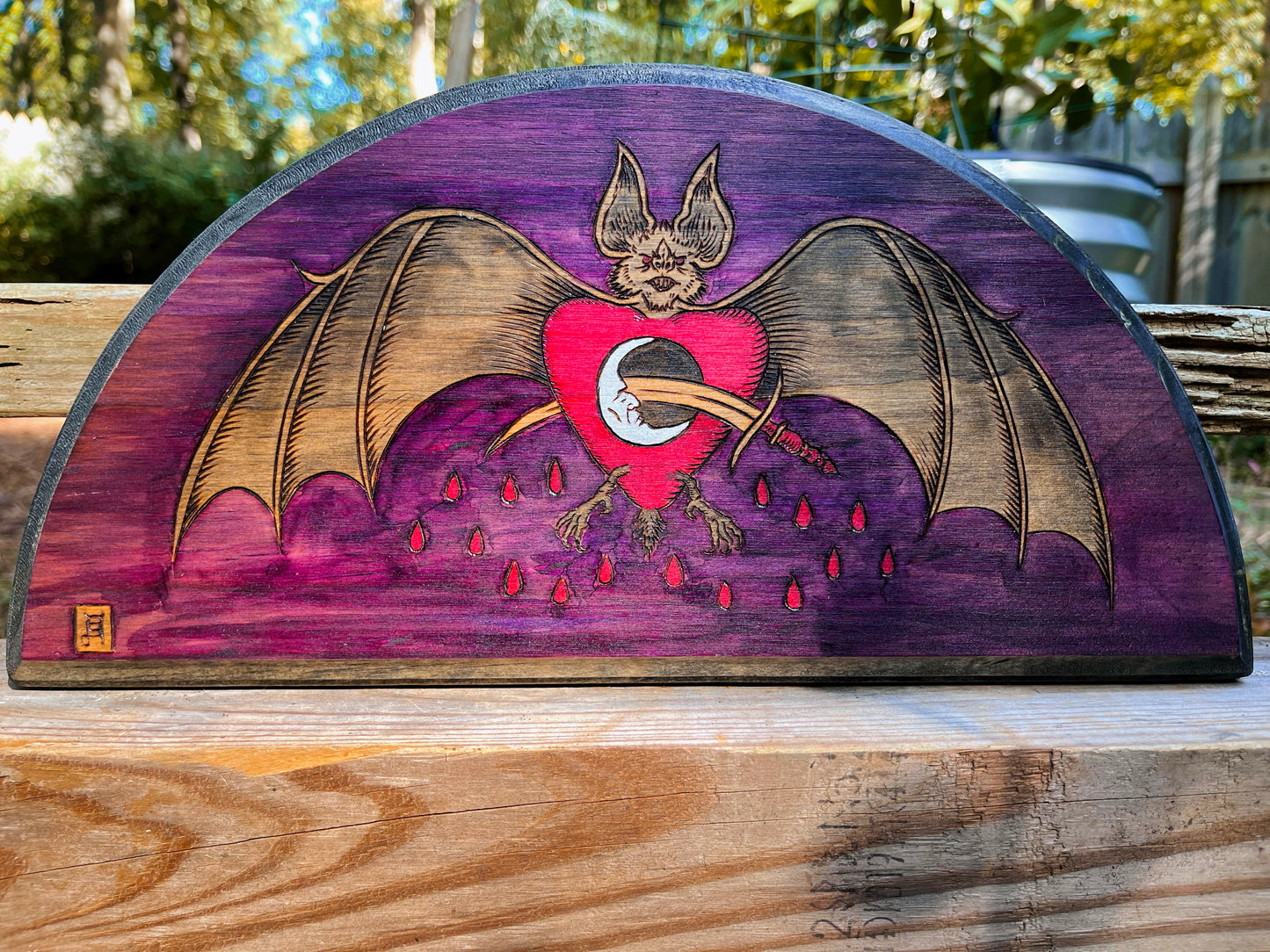 Heart Bat Wood Burning