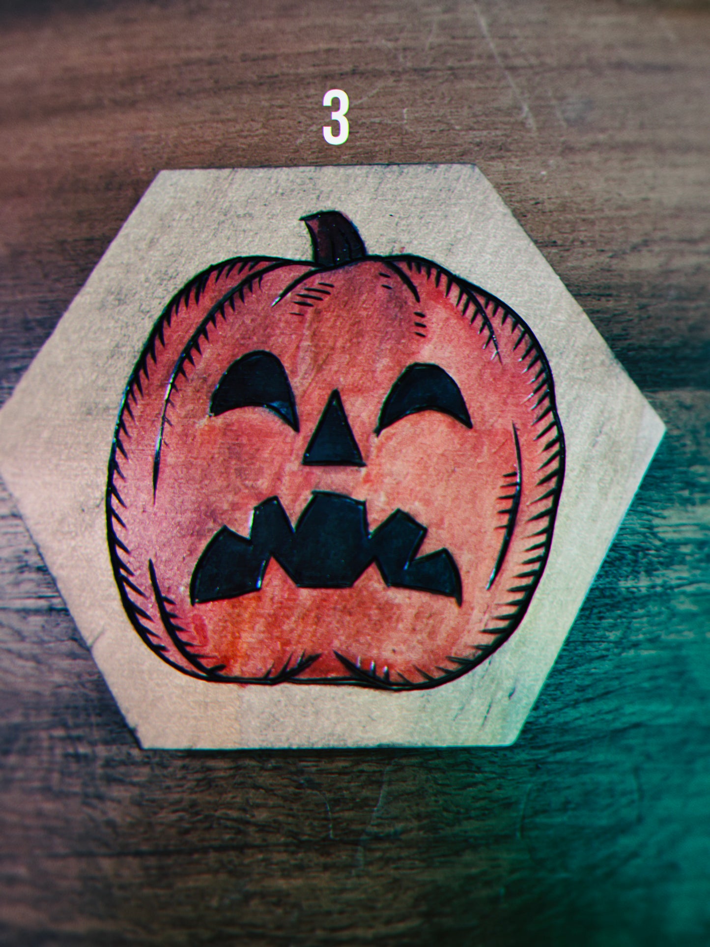 Wood Burned Jack O' Lantern Coasters