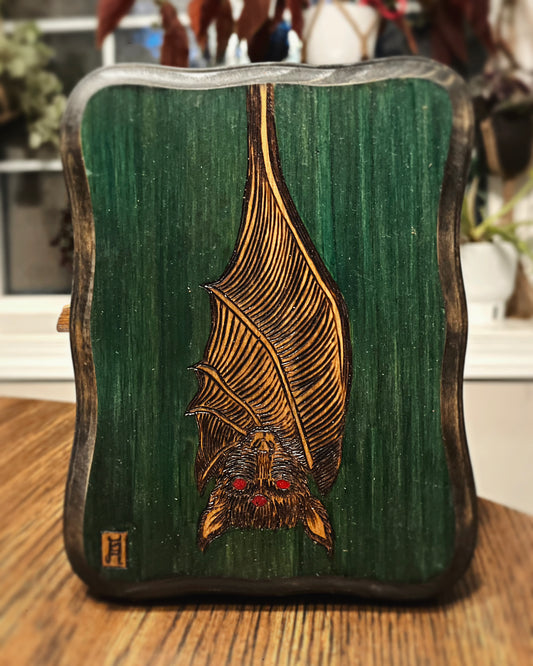 Green Bat Wood Burning