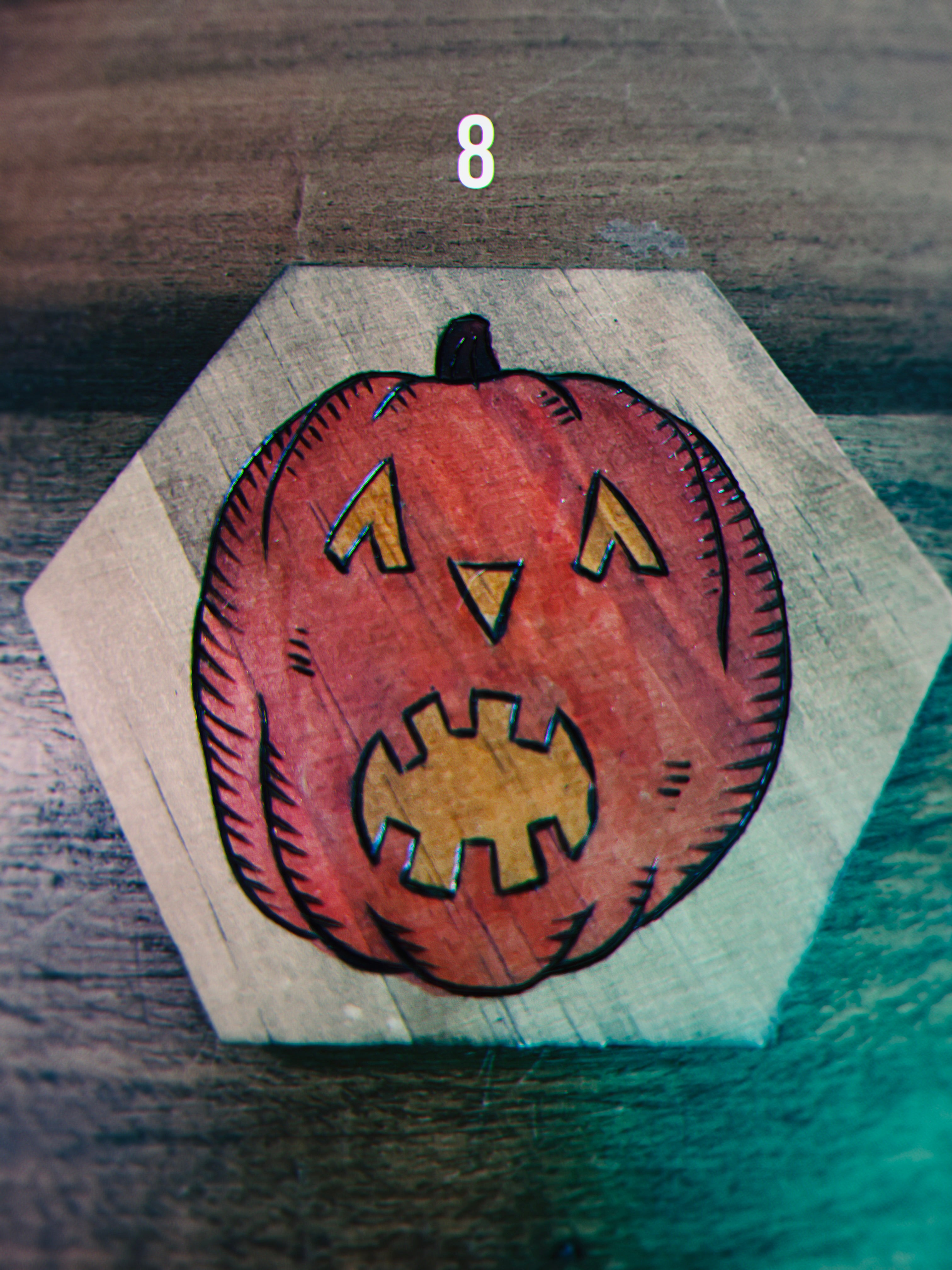 Wood Burned Jack O' Lantern Coasters