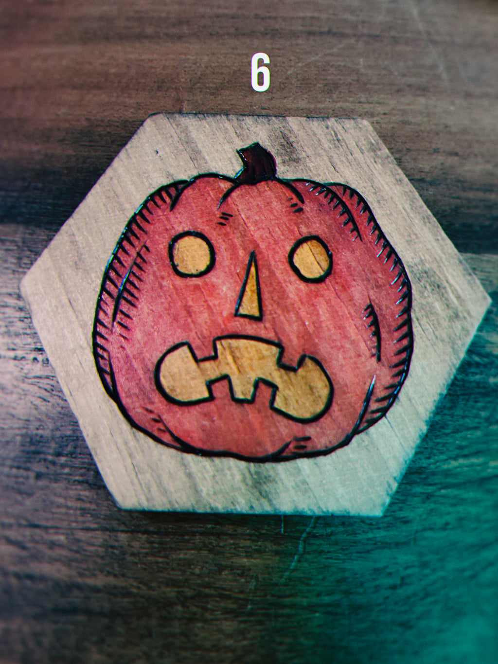 Wood Burned Jack O' Lantern Coasters