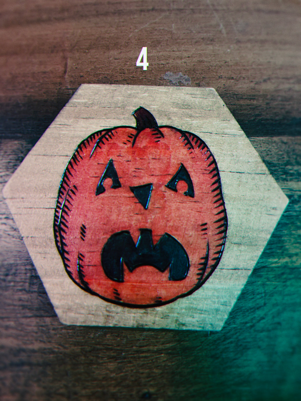 Wood Burned Jack O' Lantern Coasters