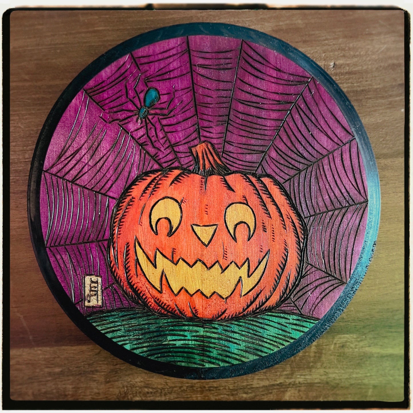 Jack O' Lantern & Spider Wood Burning