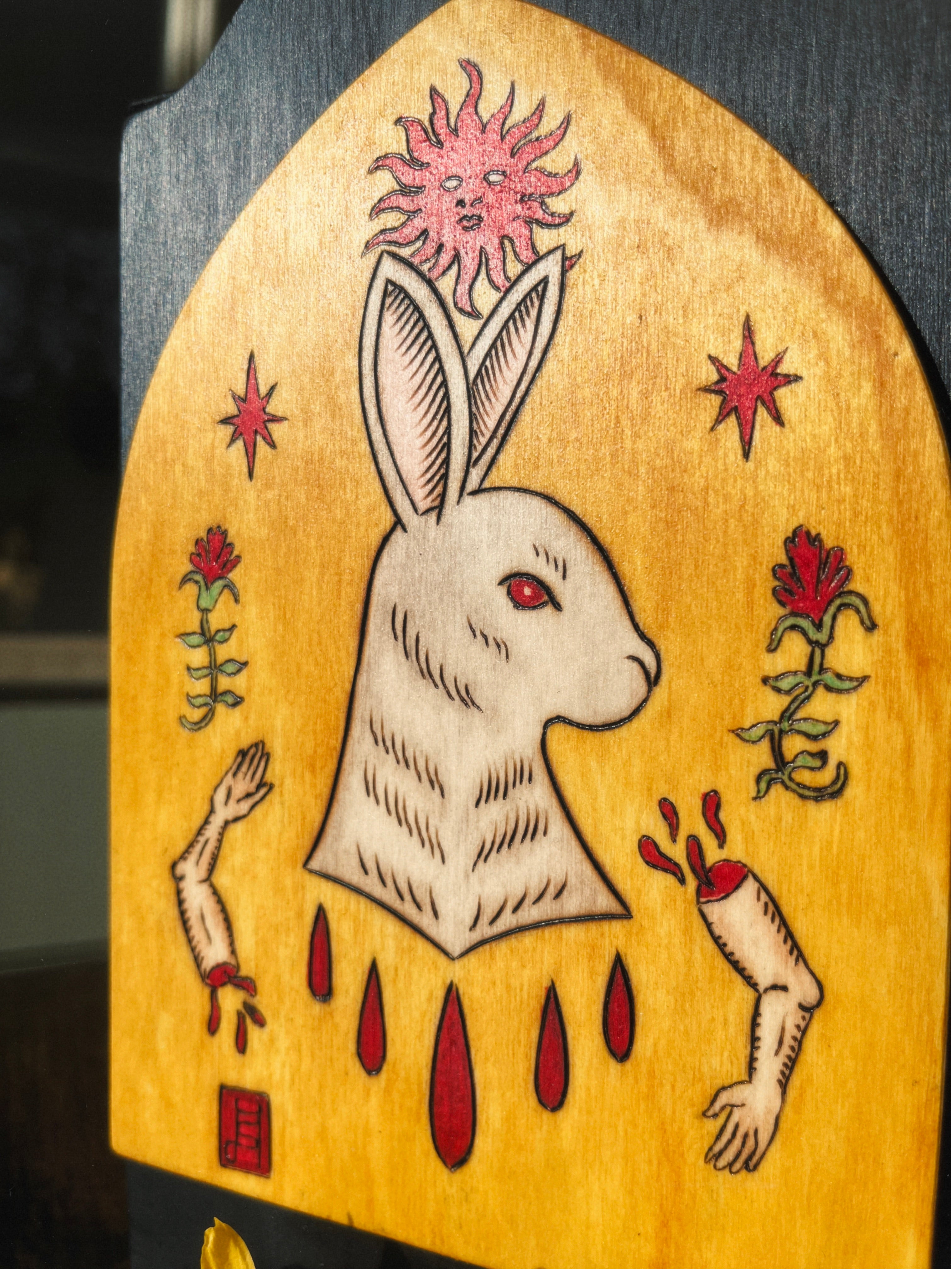 Spring Rites Wood Burned Altar