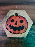 Wood Burned Jack O' Lantern Coasters