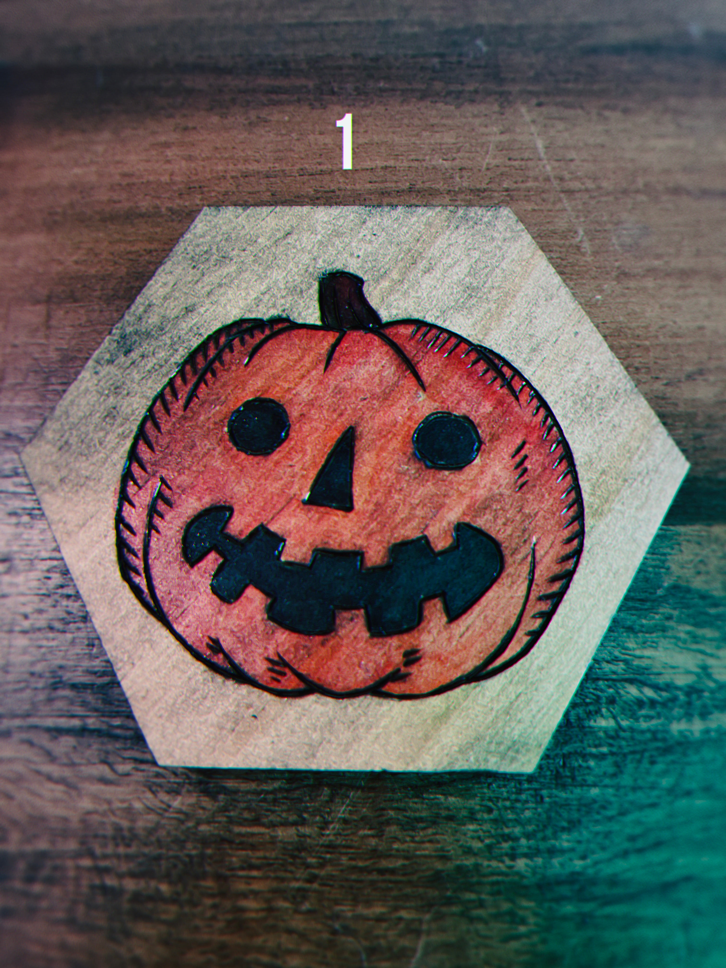 Wood Burned Jack O' Lantern Coasters