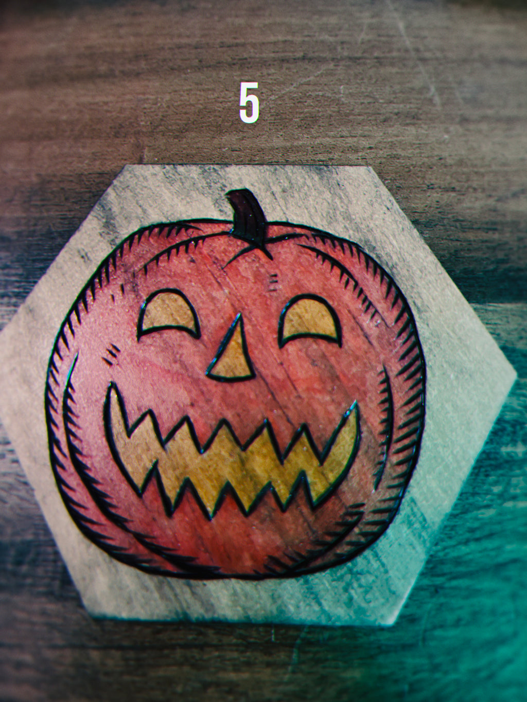 Wood Burned Jack O' Lantern Coasters