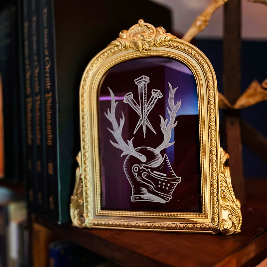 Knight of Nails  | Engraved Glass Frame
