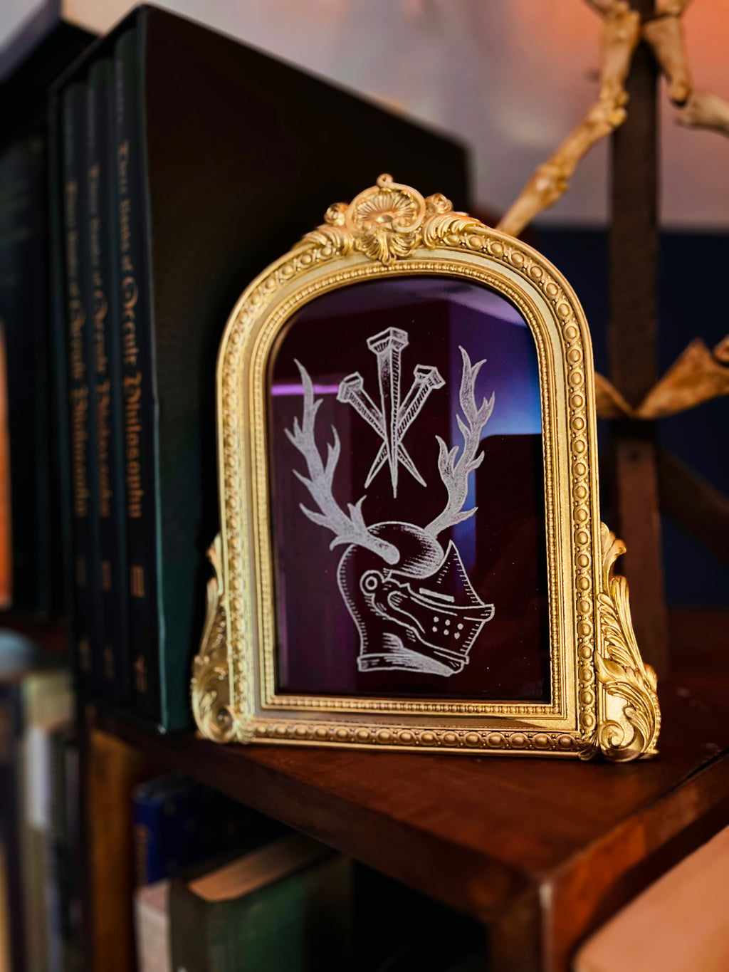Knight of Nails  | Engraved Glass Frame