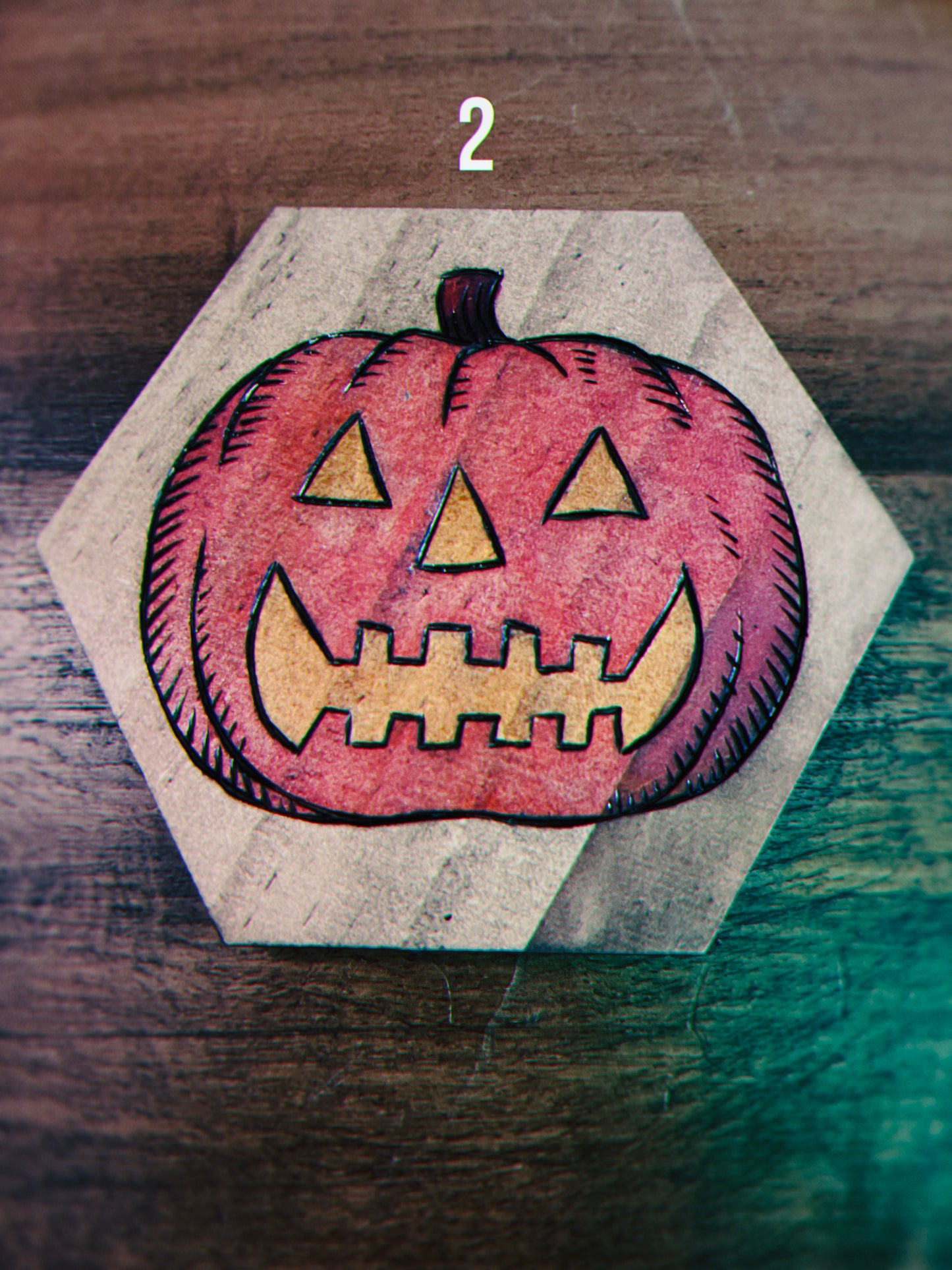 Wood Burned Jack O' Lantern Coasters