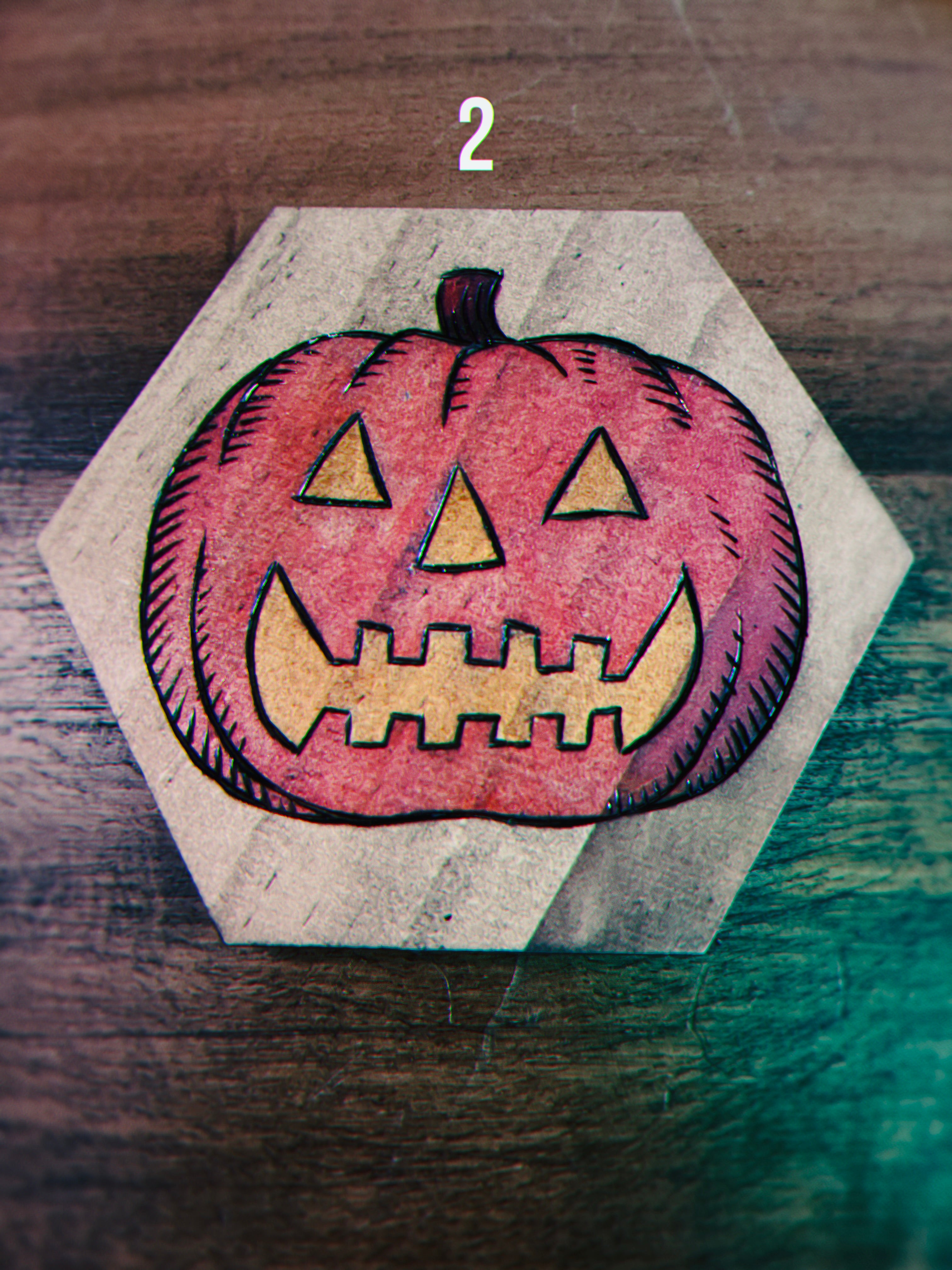 Wood Burned Jack O' Lantern Coasters
