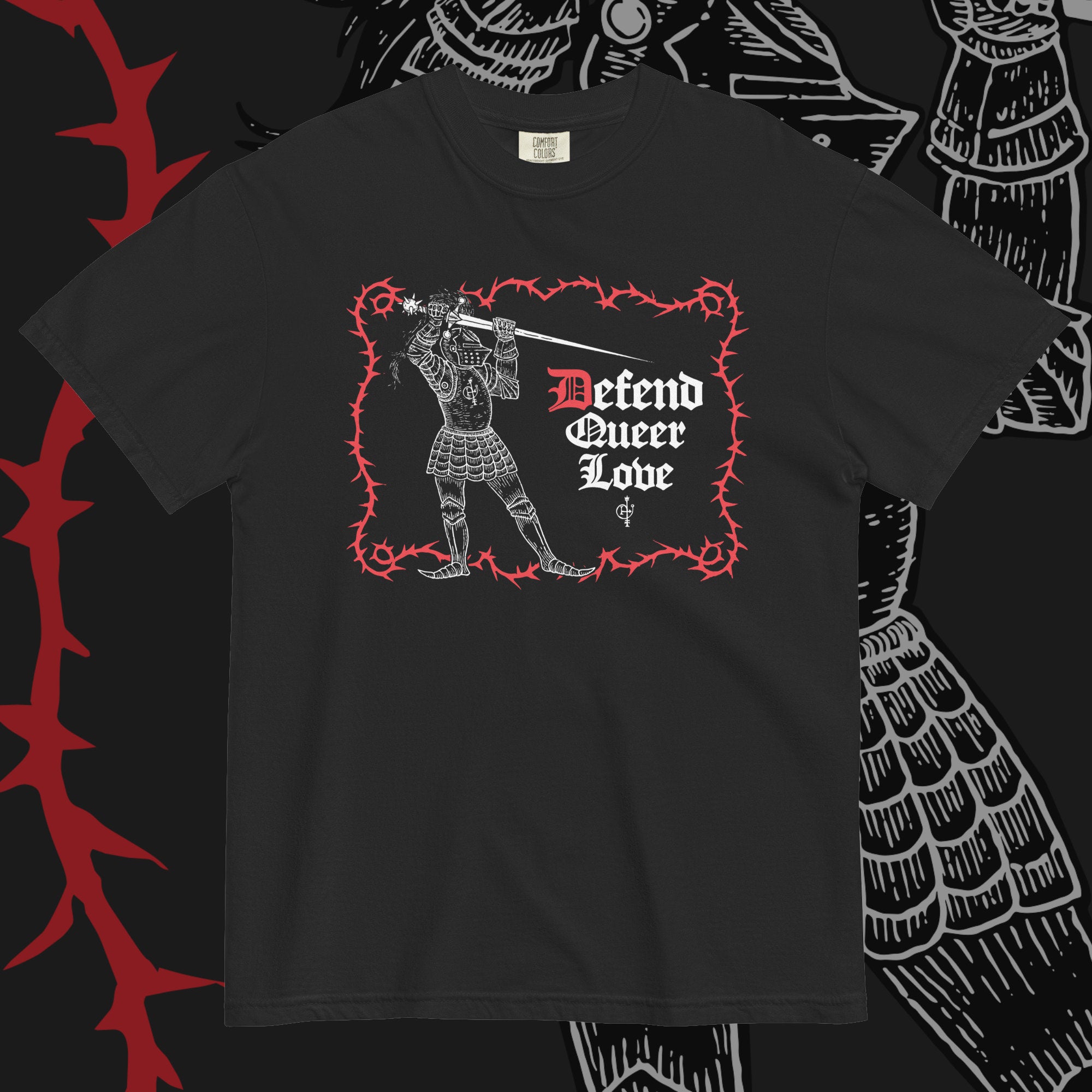 DEFEND QUEER LOVE Medieval Knight T-Shirt
