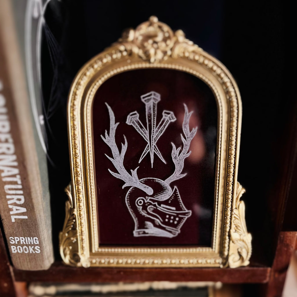 Knight of Nails  | Engraved Glass Frame