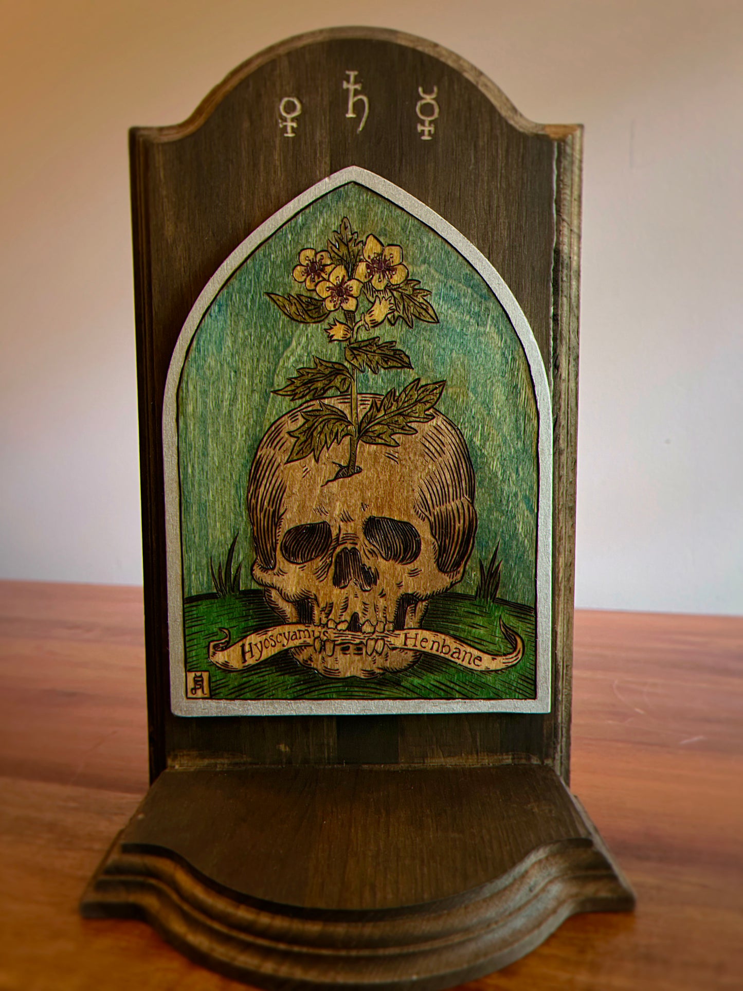 Thee Baneful Ones Woodburned Altars