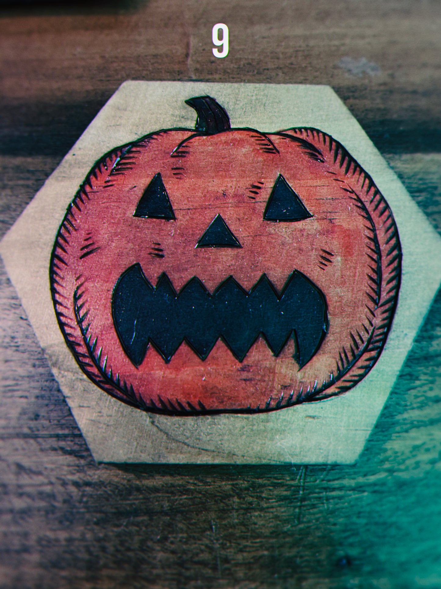 Wood Burned Jack O' Lantern Coasters