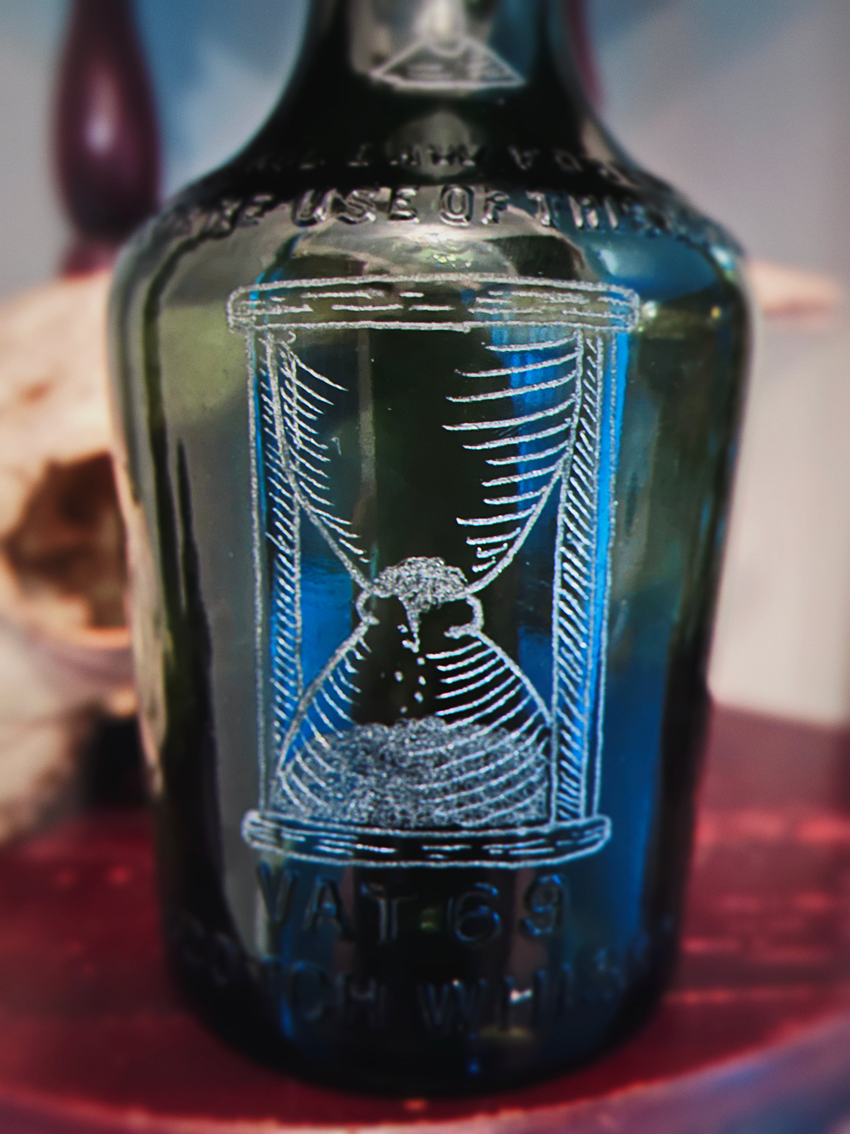 OMNIA VANITAS Engraved Vintage Whiskey Bottle