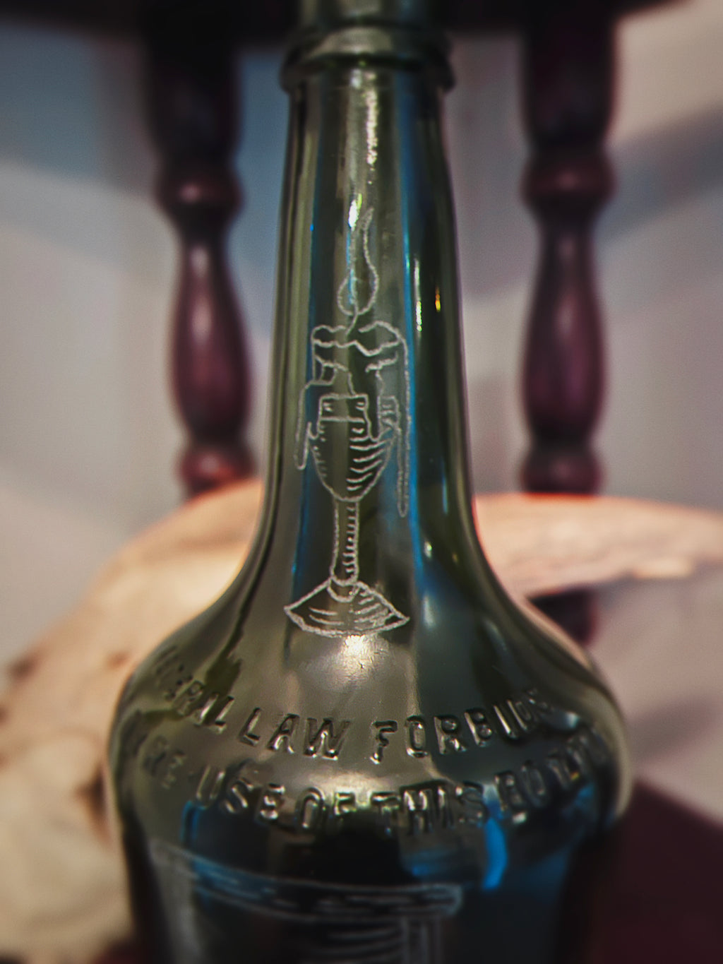 OMNIA VANITAS Engraved Vintage Whiskey Bottle