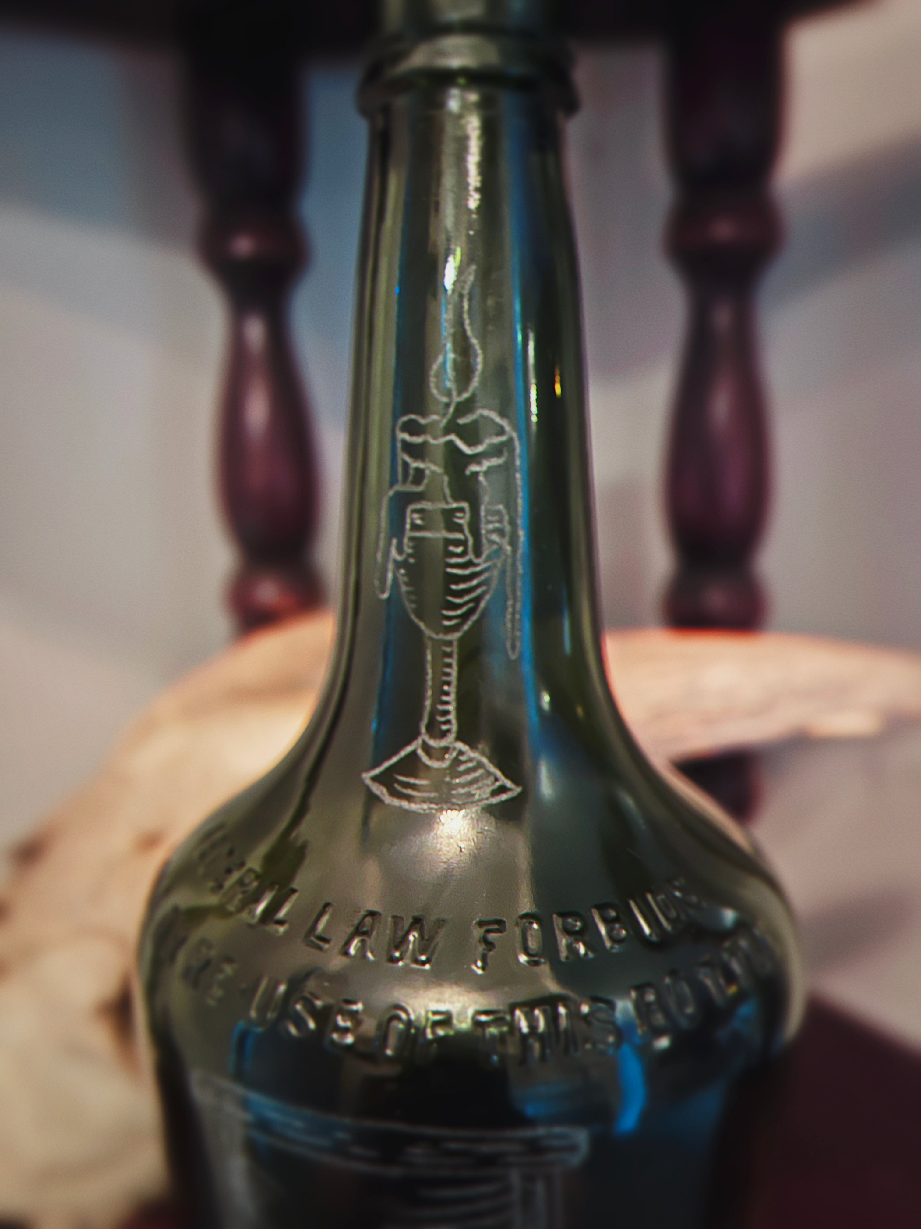 OMNIA VANITAS Engraved Vintage Whiskey Bottle