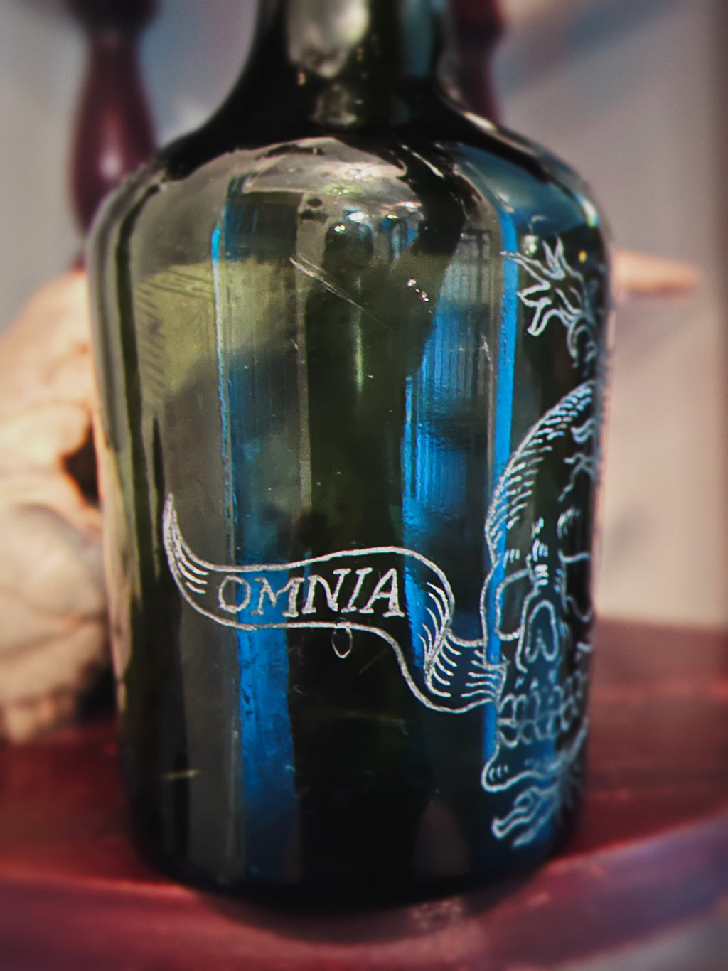 OMNIA VANITAS Engraved Vintage Whiskey Bottle
