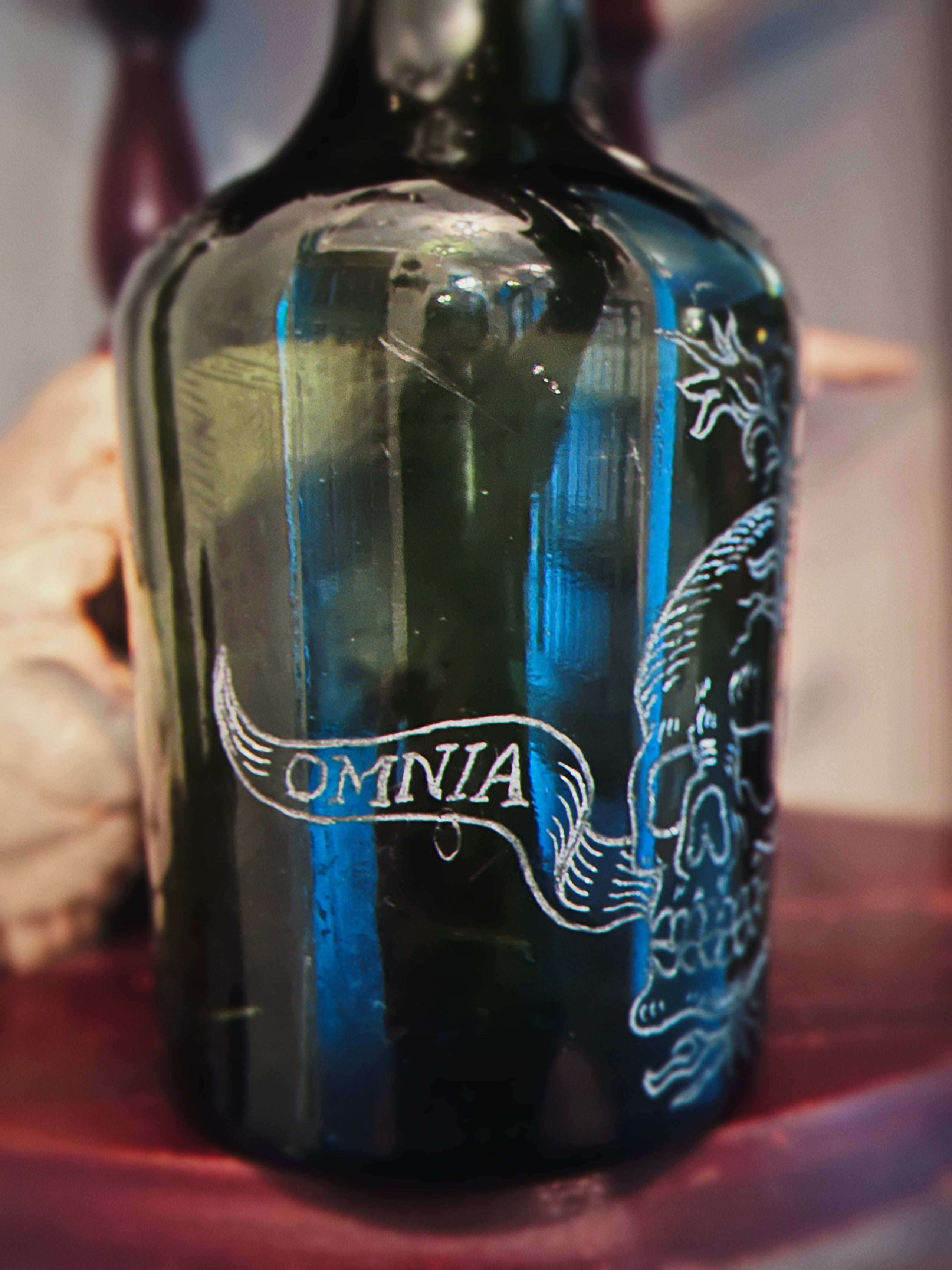 OMNIA VANITAS Engraved Vintage Whiskey Bottle
