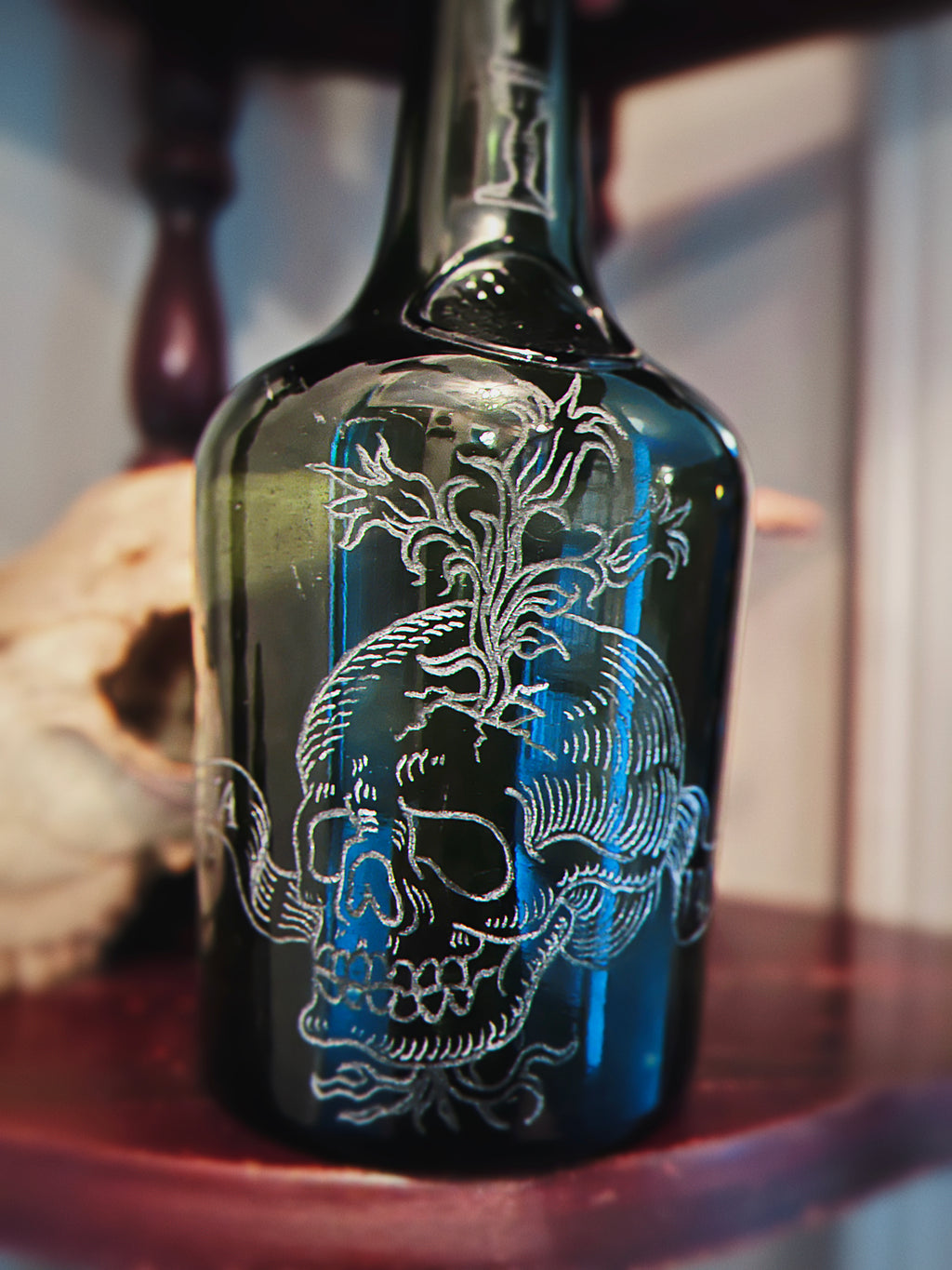 OMNIA VANITAS Engraved Vintage Whiskey Bottle