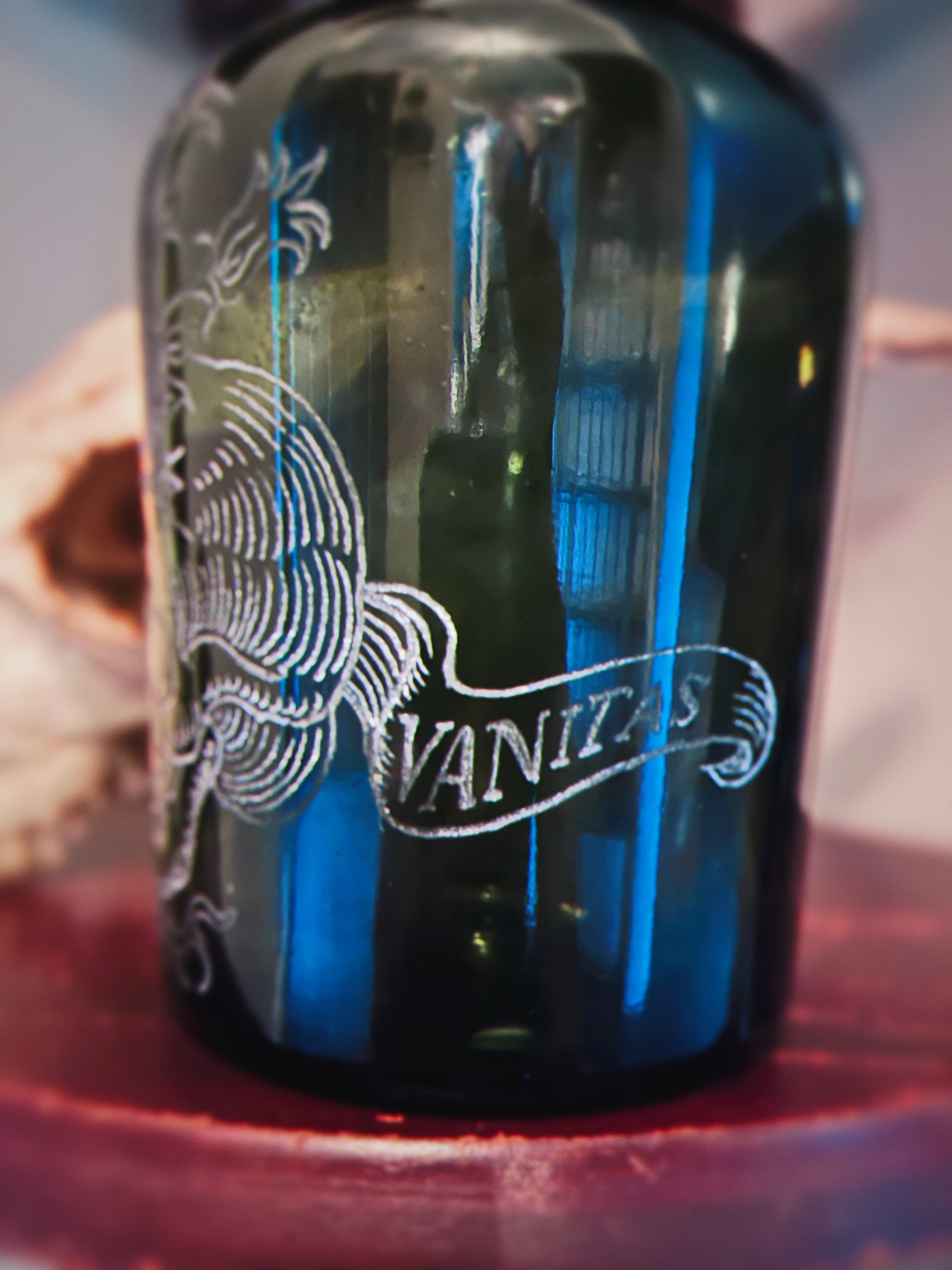 OMNIA VANITAS Engraved Vintage Whiskey Bottle