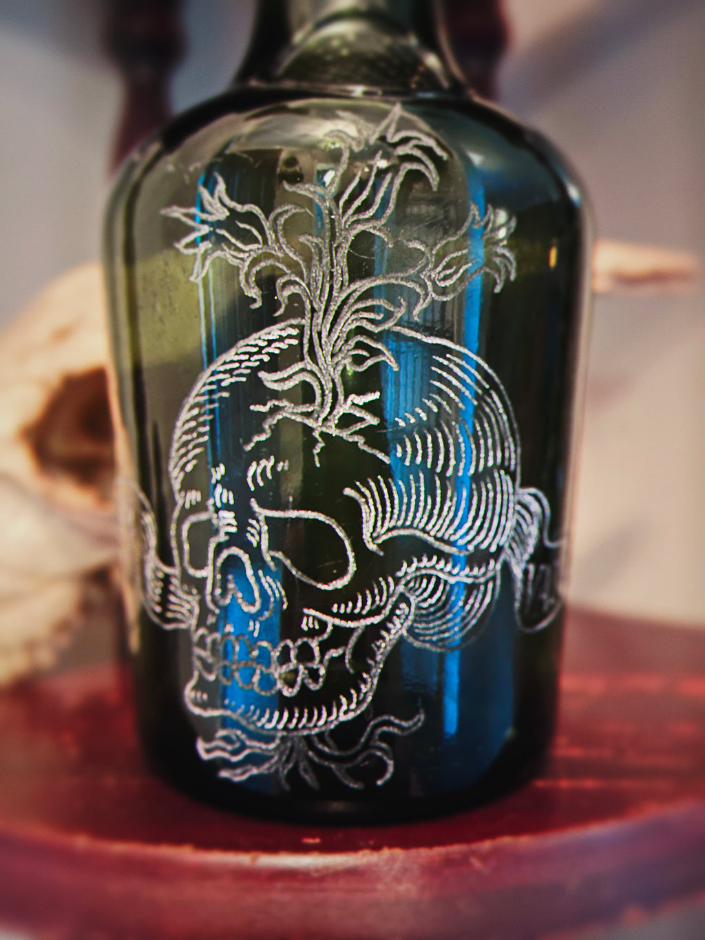 OMNIA VANITAS Engraved Vintage Whiskey Bottle