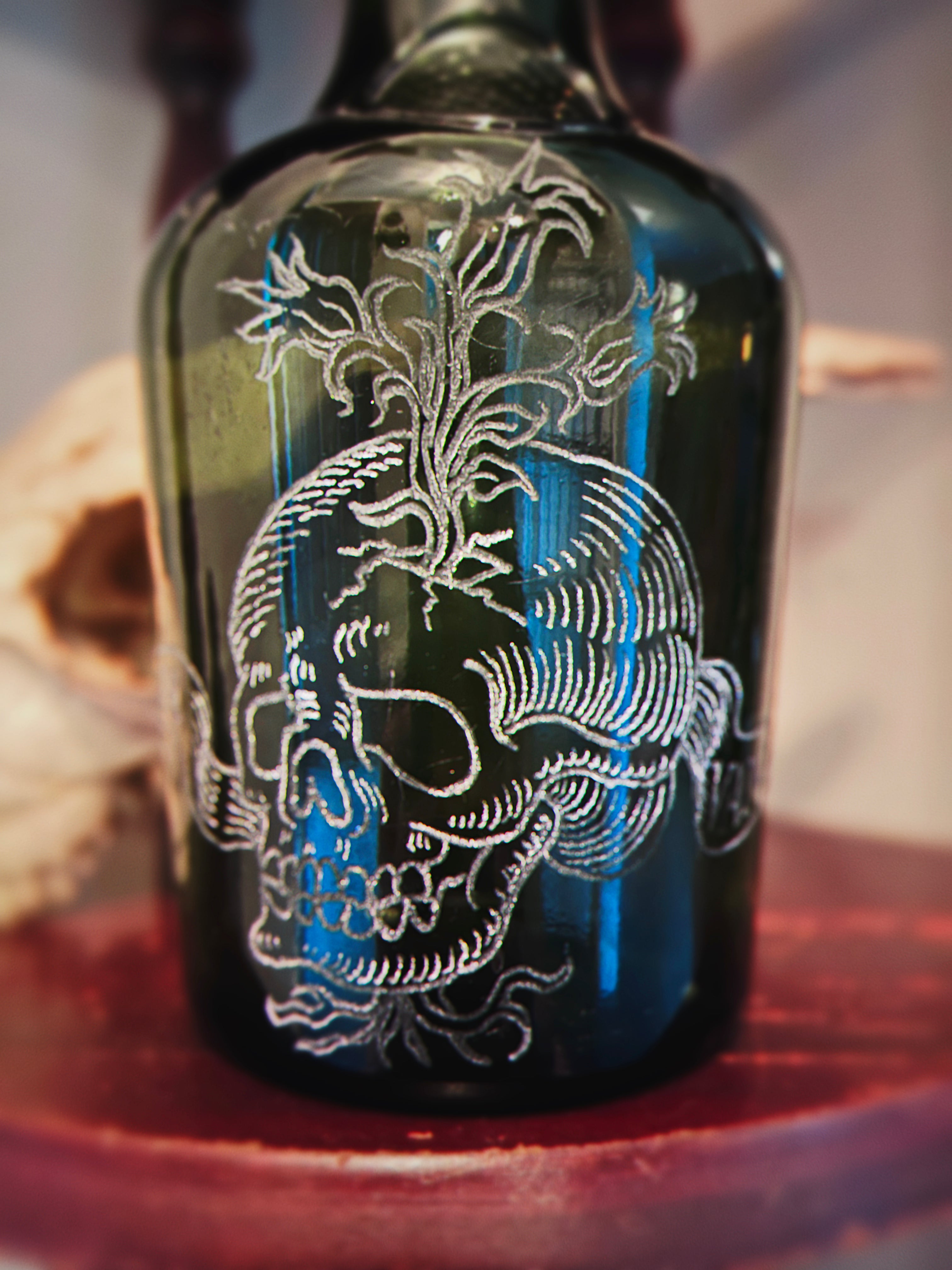 OMNIA VANITAS Engraved Vintage Whiskey Bottle