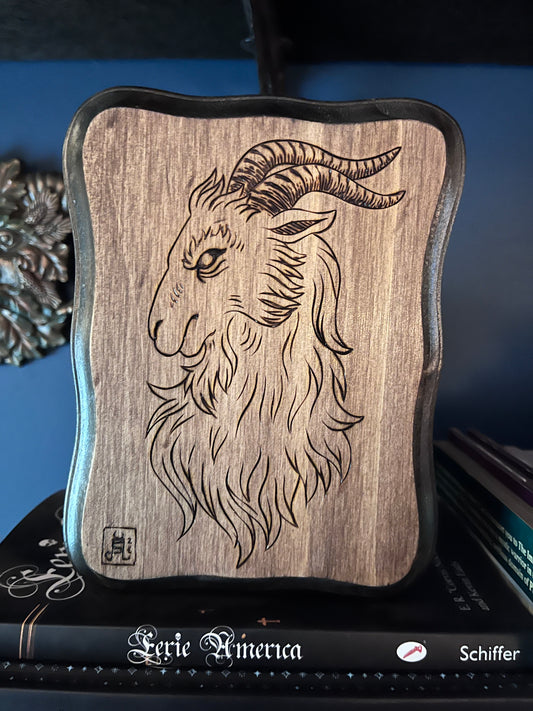 Goat medieval wood burning