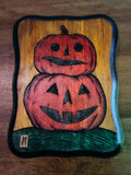Spooky Pumpkins Orange Wood Burning