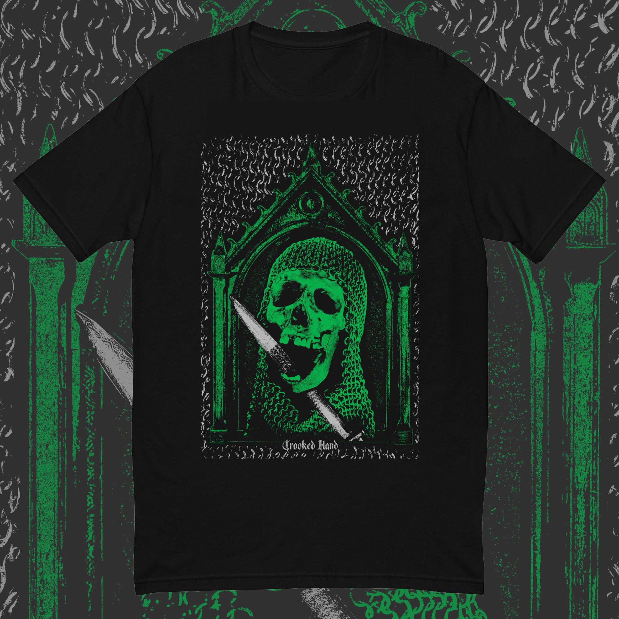 GREEN KNIGHT Medieval Chainmail Skeleton T-Shirt