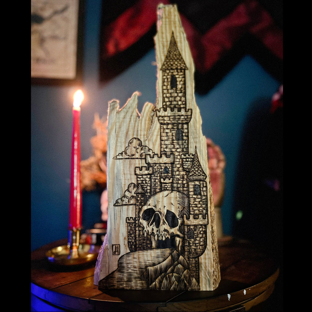 Castle Perilous | Hand Burned Medieval Wood Art