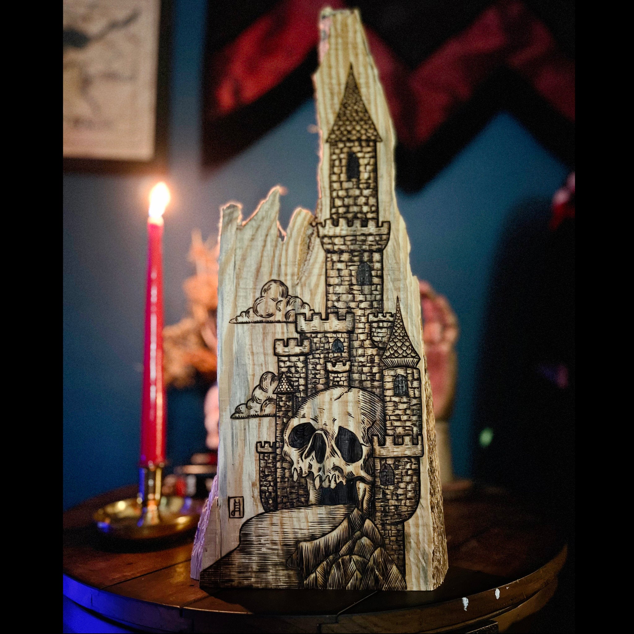 Castle Perilous | Hand Burned Medieval Wood Art