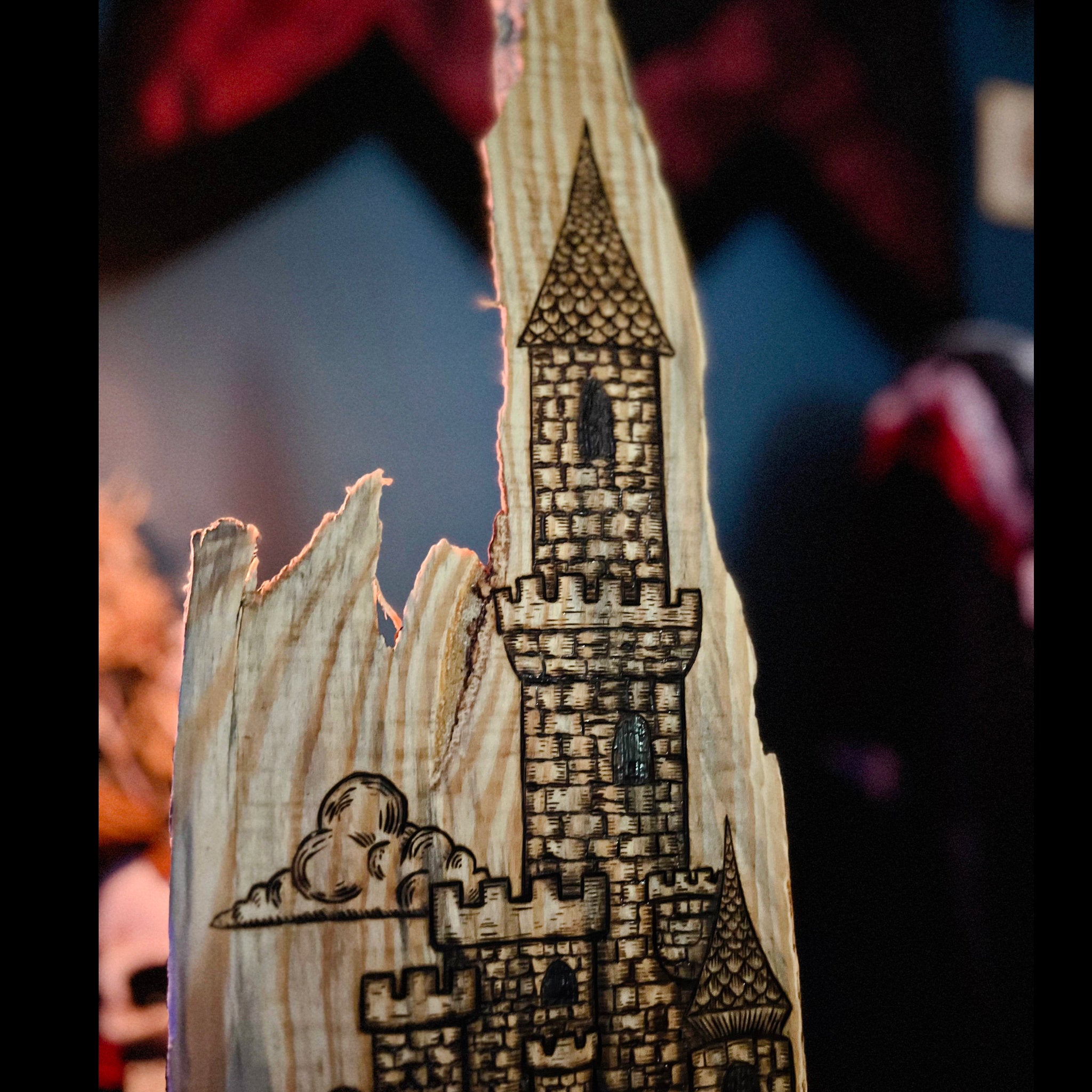 Castle Perilous | Hand Burned Medieval Wood Art